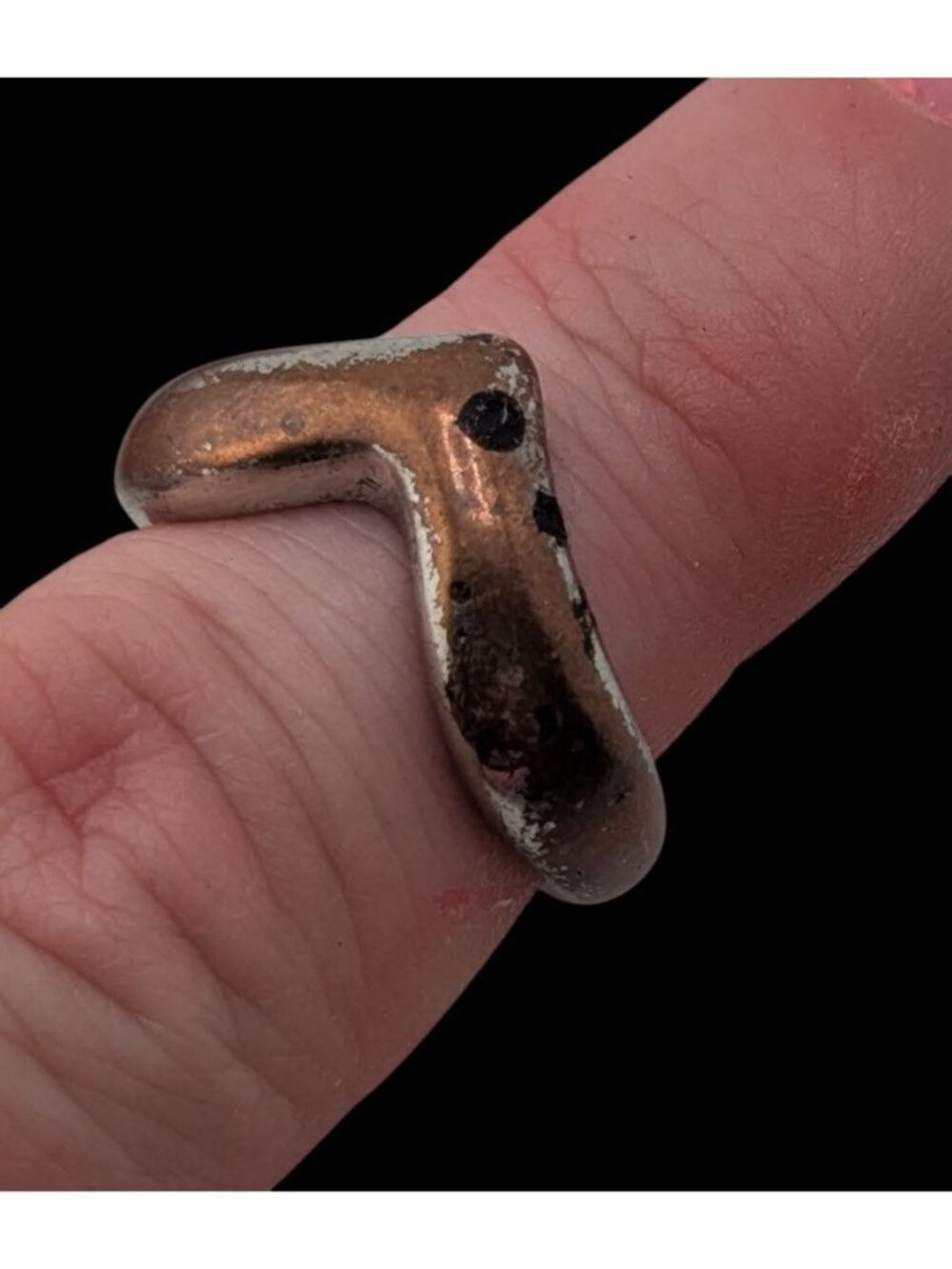 Industrial Grunge Minimalist Copper Tone Chevron Wrap Ring
